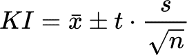 Konfidenzintervall mit t-Verteilung Formel